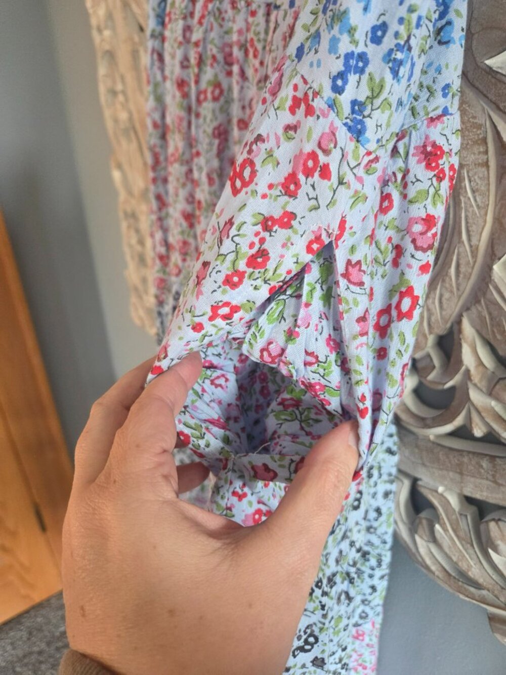 Sacred Threads 100% Cotton  multicolor floral tiered spaghetti strap maxi dress - Picture 4 of 8